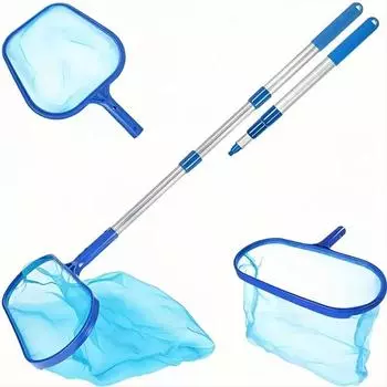 Аксессуары для очистителя сеток для бассейна, грабли для листьев, телескопическая штанга, сборщик фруктов со средней мелкой сеткой, оборудование для очистки прудов 43X30X6CM синий