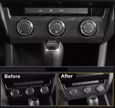 Аксессуары для Octavia, салон автомобиля, центр, ручная кнопка управления переменным током, панель, чехол, украшение чёрный