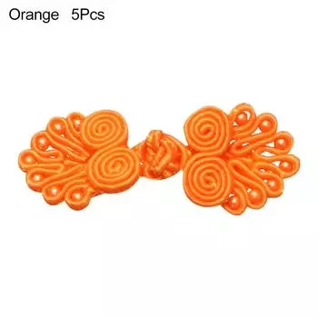 Аксессуары для одежды DIY Пригласительный узел Застежка Пуговицы Cheongsam Китайский узел Пуговица Костюм Тан Orange-5Pcs