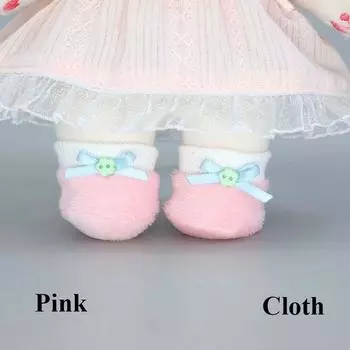 Аксессуары для одежды куклы из ПУ кожи и ткани, милые милые кукольные ботинки для 20-сантиметровой хлопковой куклы/для кукол 1/12 8