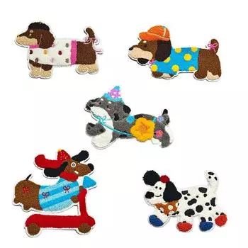 Аксессуары для одежды, очаровательные для шитья одежды, мультяшная обувь и шляпы, аппликации с животными в виде таксы, 5 шт. 5PCS