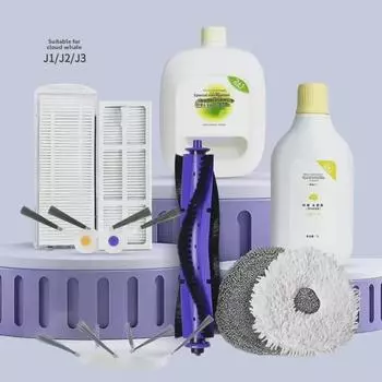 Аксессуары для подметальных машин Yunjing J3: Основная щетка, фильтр J1/12, боковая щетка, швабра, очиститель пылесборника.