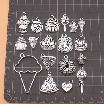 Аксессуары для подвесок для ювелирных изделий, кекс, печенье, пицца, мороженое, милые предметы, персонализированные, 18 шт./компл.