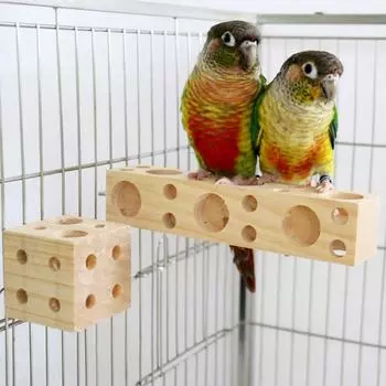 Аксессуары для птиц с отверстиями Подставка для попугаев Игрушки для погрызушек для попугаев Платформа для птиц Игрушки для жевания птиц A