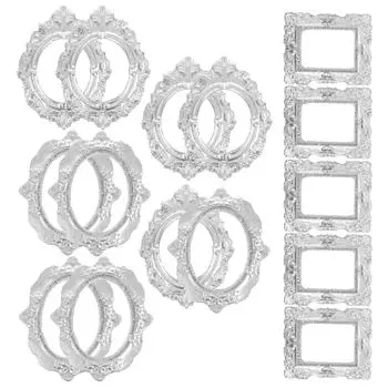 Аксессуары для рамок для картин своими руками из серебра и смолы Мини-реквизит для фотографий Винтажный декор 3.80X3.60X0.20CM серебряный
