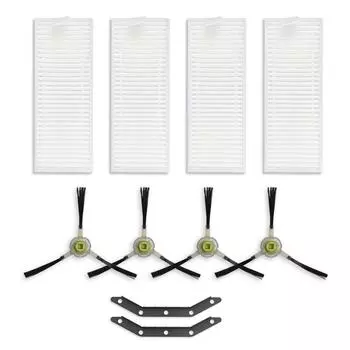 Аксессуары для роботов-пылесосов Запасные части Lefant: 4 боковые щетки 4 фильтра HEPA 2 комплекта резиновых стержней белый