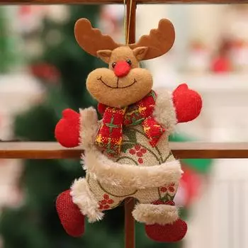 Аксессуары для рождественской елки Рождественская маленькая кукла Танцующий старик Снеговик Олень Медведь Тканевая кукла Маленькая подвеска D