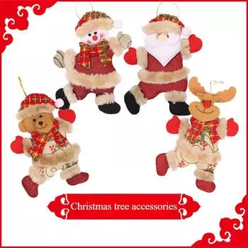 Аксессуары для рождественской елки Рождественская маленькая кукла Танцующий старик Снеговик Олень Медведь Тканевая кукла Маленькая подвеска Подарок elder