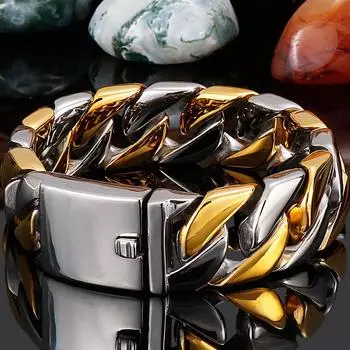 Аксессуары для рук из полированной нержавеющей стали, железная кубинская цепочка шириной 20 мм, мужской браслет на запястье, роскошные никогда не выцветающие мужские украшения золотого цвета 22CM золотой