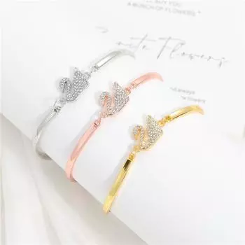 Аксессуары для рук Лебедь Простые ювелирные изделия Бриллиантовый браслет на запястье Ювелирные изделия для женщин и девушек Подарок золотой