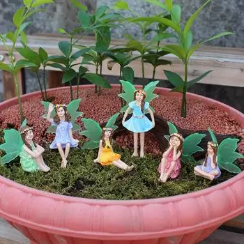 Аксессуары для сада фей, для улицы и дома, 6 шт. Миниатюрные фигурки фей для горшечных растений и украшения мини-садовой лужайки