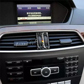 Аксессуары для салона автомобиля Наклейки на ручку воздуховода из углеродного волокна для автомобиля Mercedes W204 C CLASS 2011 2012 2013 Наклейки для стайлинга автомобилей
