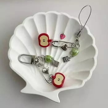 Аксессуары для самостоятельного изготовления, брелок для телефона с фруктами, сладкое красное яблоко, брелок в форме сердца, подвеска на рюкзак