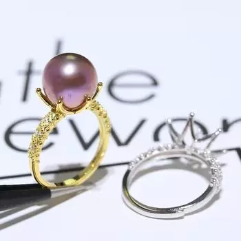 Аксессуары для самостоятельного изготовления Простое кольцо с жемчугом S925, посеребренное 18-каратное золотое кольцо с пустым держателем, держатель для женского кольца, работа в процессе opening adjustable