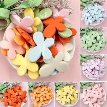 Аксессуары для серег ручной работы Свободные бусины Макарон Цепочка для телефона Бусины Кремовые Бусины-бабочки Ручная работа Акрил 20 шт. Материал 21,5 x 29,2 мм DIY белый