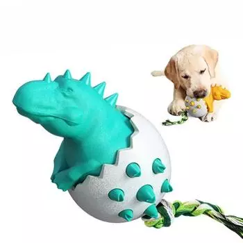 Аксессуары для собак, пищащие игрушки для жевания для агрессивных жевателей, жесткая игрушка-зубная щетка для собак, игрушка-диспенсер для лакомств в виде динозавра зелёный