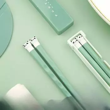 Аксессуары для столовых приборов многоразовые дорожные походные палочки для суши бенто палочки для еды с переносной коробкой светло-зеленый