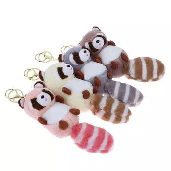 Аксессуары для сумок Плюшевая подвеска Изысканный плюшевый брелок Енот Плюшевая подвеска Мягкие игрушки для животных Енот Плюшевый брелок as the picture
