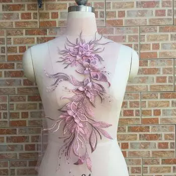 Аксессуары для свадебного платья большого размера, кружевные аппликации, цветочные наклейки, трехмерный цветок 50cm*20cm красный