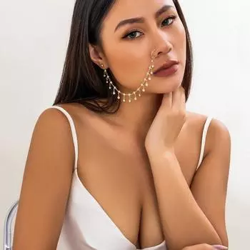 Аксессуары для танца живота, зажимы для носа, кольца, поддельные зажимы для пирсинга ноздрей, длинные серьги-цепочки для вечеринок золотой