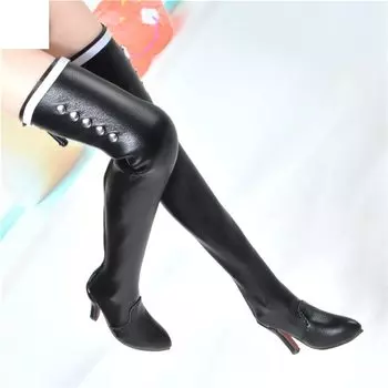 Аксессуары для тела TBLeague Сексуальная красота Кожаный стиль черный мода Высокие каблуки длинные сапоги и голова не [TOYBARJAPAN] 1/6 фигурки/Подходит для женщин