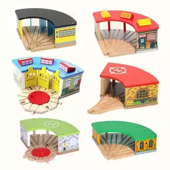 Аксессуары для треков Деревянная гаражная станция Несколько вариантов строительных блоков Детские игрушки Сборка игр Совместимые треки X28