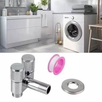 Аксессуары для туалета Out Double Control Смеситель для стиральной машины для ванной комнаты, туалета, биде G1/2 1 In Two Туалет Треугольный клапан Распылитель Аксессуар для крана серебряный