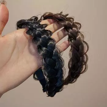 Аксессуары для укладки волос Нескользящая повязка на голову для парика Twist Hairbands Обруч для волос Коса Fishbone black-1