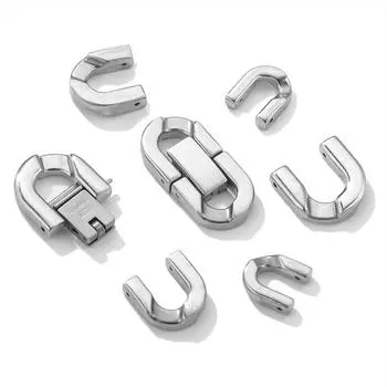 Аксессуары для украшений своими руками из нержавеющей стали 304, пряжка из титановой стали, цепочка с пуговицей, соединение часов U-образное зернистое 6mm