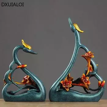 Аксессуары для украшения дома Изделия из смолы Пара лебедей Украшение для рабочего стола Свадебный подарок Украшения из смолы в виде животных