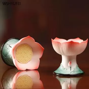 Аксессуары для украшения дома Керамический подсвечник Лотос для дома, основа подсвечника для подношений Будде перед Буддой 1 шт.