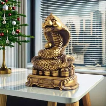 Аксессуары для украшения дома Украшение в виде змеи со знаком зодиака Металлическая статуэтка кобры Талисман в форме питона Украшение для дома в стиле фэн-шуй