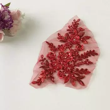 Аксессуары для украшения Hanfu, тканевые наклейки «сделай сам», кружевная цветочная сетка, вышитые бусы, трехмерная нашивка, свадебное платье 21*12cm