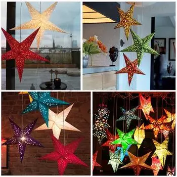 Аксессуары для украшения праздника, трехмерная лазерная рождественская пентаграмма, украшение для потолка, бумажный абажур со звездой 30cm золотой