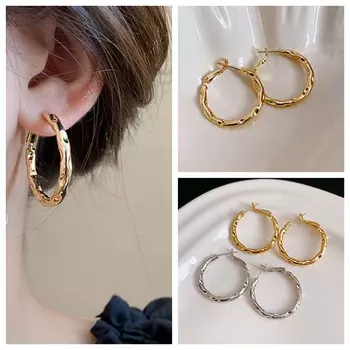 Аксессуары для ушей Цинковый сплав цинка круглые серьги корейский стиль металлические гвоздики модные круглые серьги-кольца для женщин серебряный