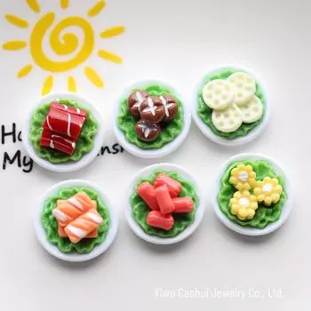 Аксессуары для ювелирных изделий из смолы своими руками: Имитация блюд в горячем горшочке с детским говяжьим рулетом и ветчиной Approx. Size 2.2cm x 2.2cm