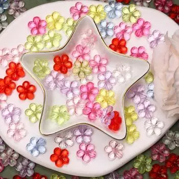 Аксессуары для ювелирных изделий, разноцветные, 100 шт., в форме цветка, материал для рукоделия, 14 мм, акриловые бусины-разделители с отверстием для изготовления ожерелий и сережек синий