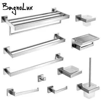 Аксессуары для ванной из нержавеющей стали, комплект крепежа, настенное крепление, крючок для одежды, держатель для бумаги, держатель для полотенец, держатель для туалетной щетки, мыльница