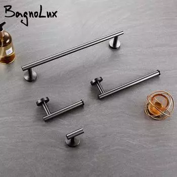 Аксессуары для ванной из нержавеющей стали, набор фурнитуры, вешалка для полотенец, держатель для туалетной бумаги, крючок для вешалки, матовый серый цвет