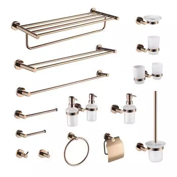 Аксессуары для ванной комнаты Держатель для туалетной бумаги Полированный розово-золотой Вешалка для полотенец Крючки для настенного крепления из нержавеющей стали Комплекты аксессуаров для ванной