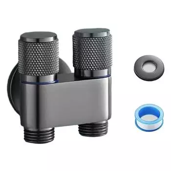 Аксессуары для ванной комнаты, двойной клапан подачи воды 1 в 2 выхода, кран для стиральной машины в ванной комнате, клапан управления туалетом в ванной комнате 1/2 серебряный