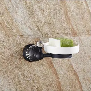 Аксессуары для ванной комнаты из хрусталя и латуни черного цвета Мыльницы / Мыльница / Мыльница с керамической тарелкой OB7110 чёрный