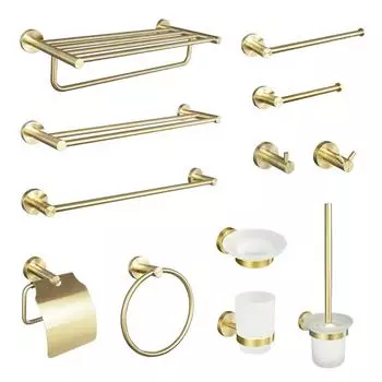 Аксессуары для ванной комнаты из матового золота, настенный держатель для туалетной бумаги, держатель для полотенец, подстаканник, ершик для унитаза, фурнитура, подвеска