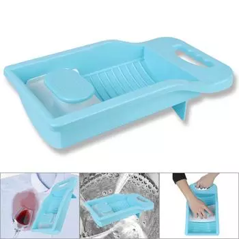 Аксессуары для ванной комнаты Мини-стиральная доска, противоскользящая стиральная доска для детской одежды, нижнего белья, носков, стиральный инструмент, удобный синий