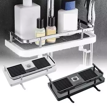 Аксессуары для ванной комнаты, не требующие сверления, держатель для хранения в ванной, органайзер, полка для душа, подставка для шампуня, настенная плавающая подвесная полка