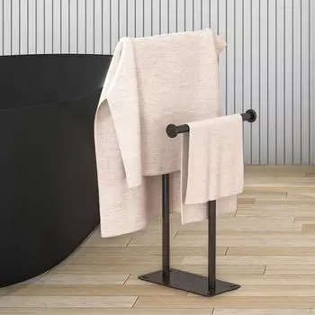 Аксессуары для вешалки для полотенец, вертикальная вешалка из черного металла, 2 уровня, прочная и организованная, для without tray