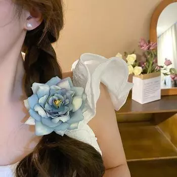 Аксессуары для волос Цветочная заколка для волос Ткань Заколка для волос для девочек Ins Стиль Роза Головной убор Подарки синий