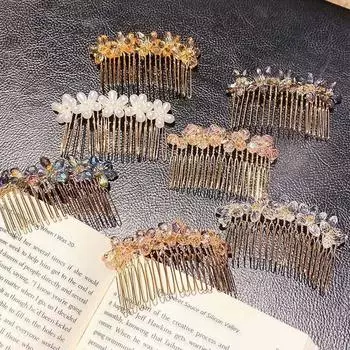 Аксессуары для волос Детская заколка-цветок Искусственный жемчуг Заколка для волос Детская расческа для волос Кристалл Заколка для волос белый