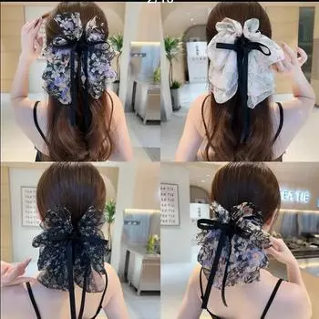 Аксессуары для волос из неметаллической ткани, супер фея, цветочный большой бант, стример, захват, женский зажим для волос на спине, в виде акулы, аксессуар для волос 1 разноцветный