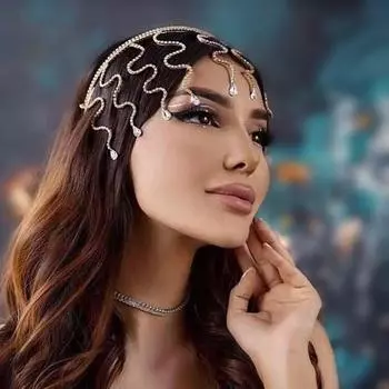 Аксессуары для волос Изогнутая повязка на голову со стразами Змея Кристалл Тиара Темперамент Невеста Корона Вечеринка серебряный